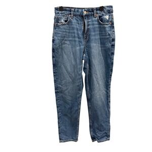 American Eagle Strigid Mom Jeans Medium Wash High Rise Distressed Size 8 Regular